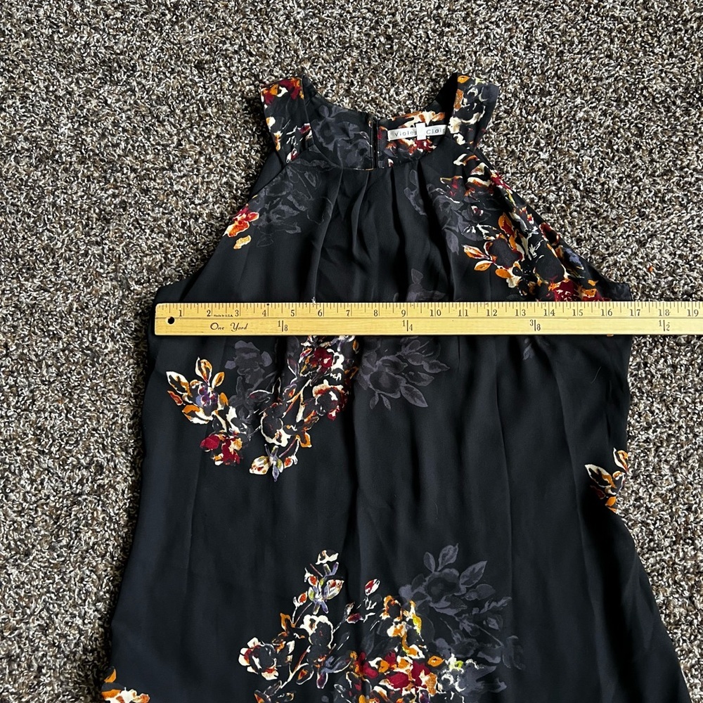 Violet & Claire Black Floral Halter Camisole with Burgundy and Gold Accents - Picture 6 of 7